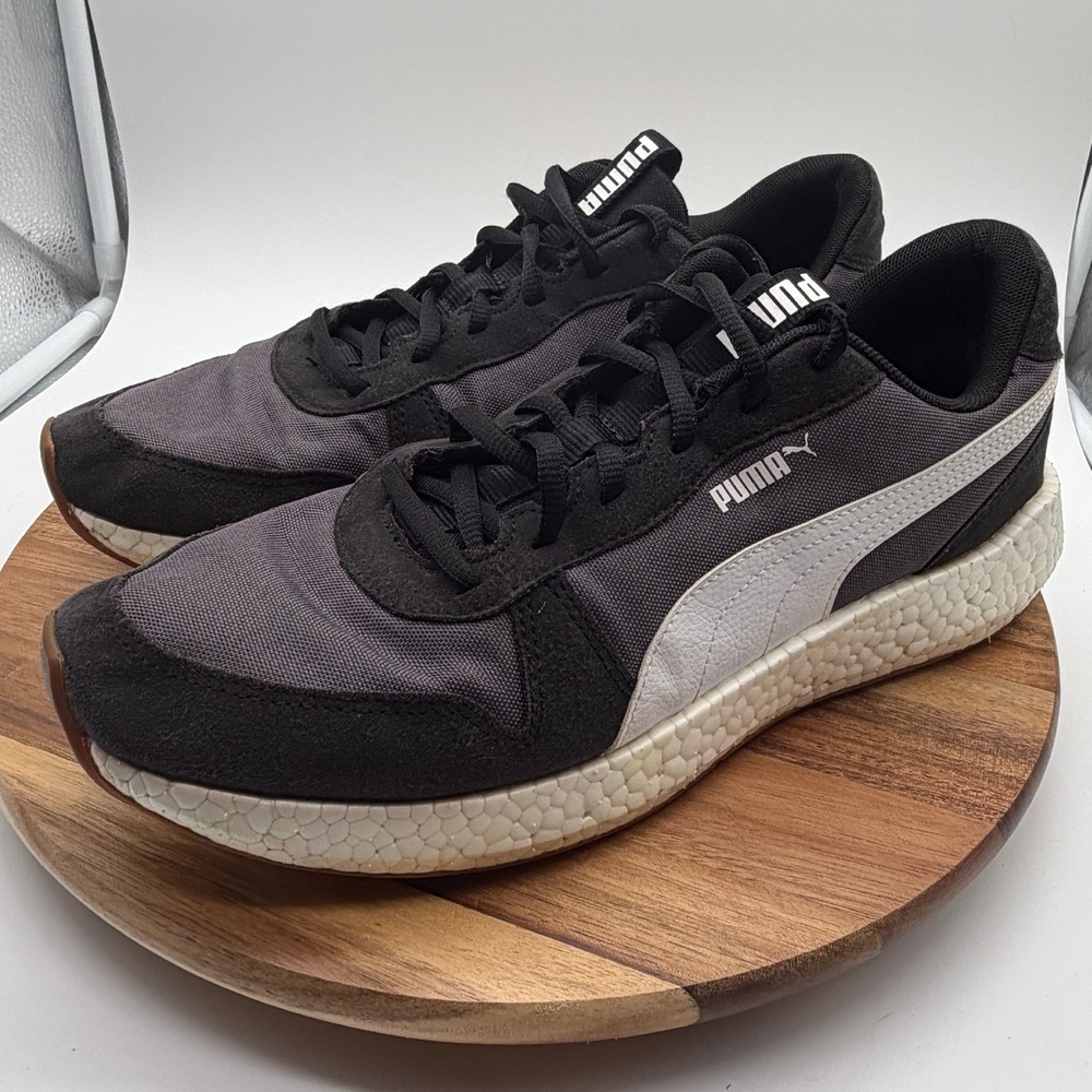 Puma NRGY Neko Retro Men's Size 10 1/2 Running Shoes Black Grey  0613